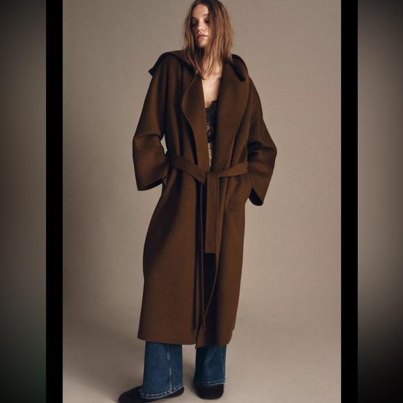 ZW COLLECTION LIMITED EDITION LONG WOOL BELTED COAT WITH HOOD